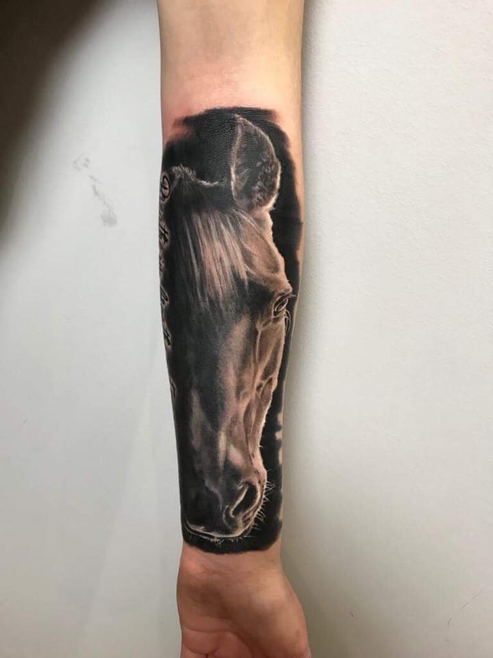 Realistic Pferd Tattoo vom Csaba