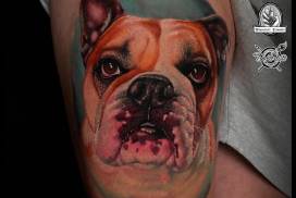 dog portrait bulldog tattoo in color tattoo anansi münchen munich