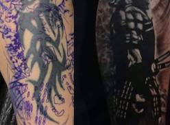 tattoo cover up münchen tribal samurai anansi studio tätowierer
