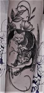 Tattoo Studio Anansi München David best bestes blackwork linewrk cat Katze