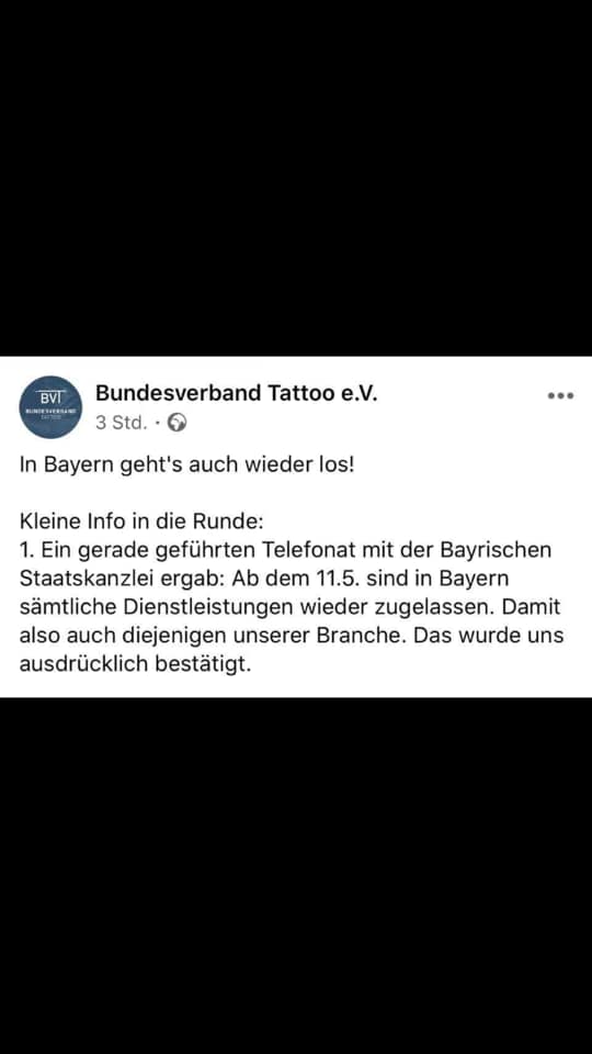 Öffnen – Nicht öffnen? – Münchner Tattoo Szene(?) und Platzhirsche – Bundesverband Tattoo e.V   Staatskanzlei Telefonat