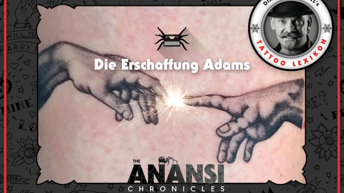 Die Erschaffung Adams / Detail, tätowiert von Vedran